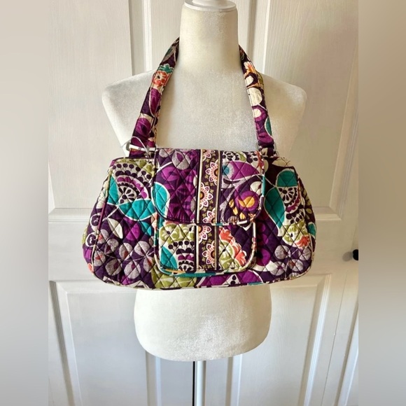 Vera Bradley plum crazy shoulder purse retired - Picture 1 of 4